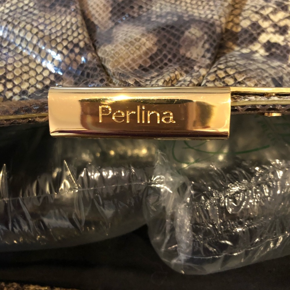 Perlina Python Embossed Leather Satchel - image 5